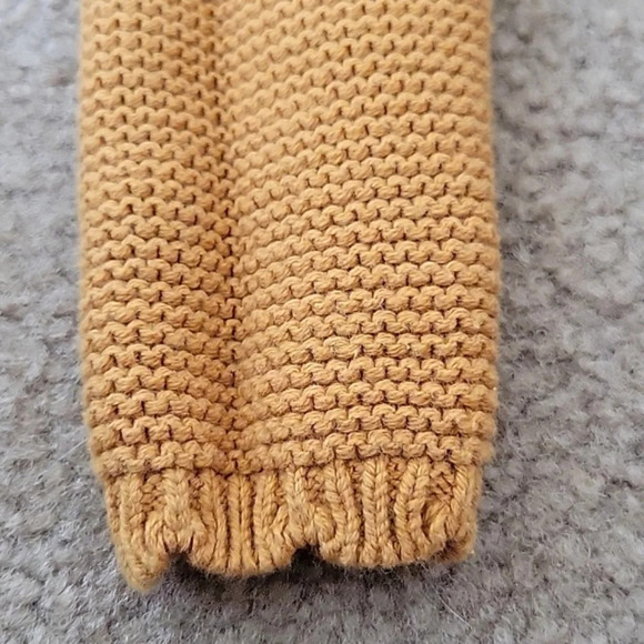 Tahari Baby Mustard Yellow Cable Knit Scallop Hem Faux Fur Collar Dress - Picture 3 of 6